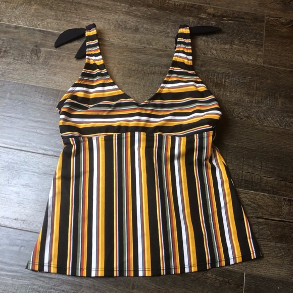 Time and Tru Striped Tankini Top Swim Suit Small